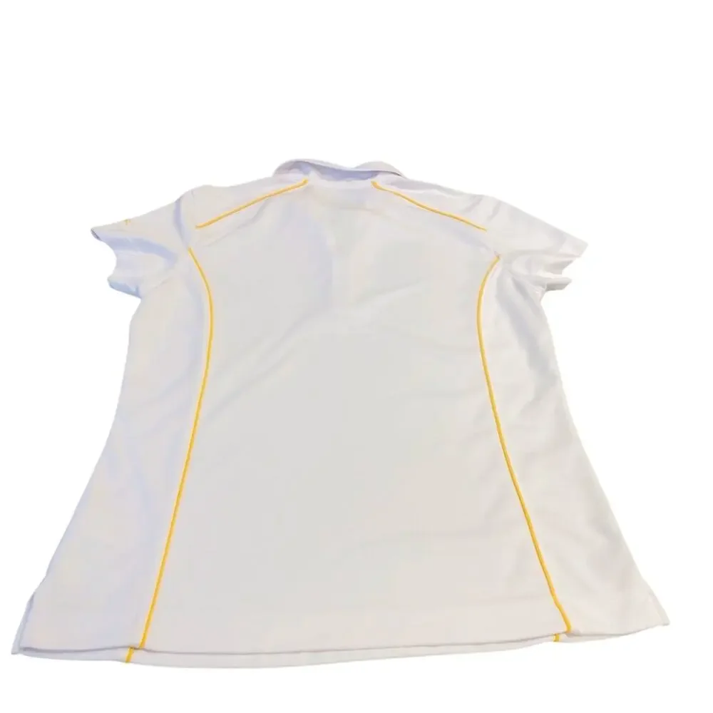 Slazenger White Zip Front Polo Activewear Shirt with Gold Piping Short Sleeve - Picture 15 of 16